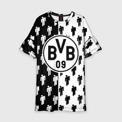 Платье клеш для девочки Borussia черно белые люди, цвет: 3D-принт