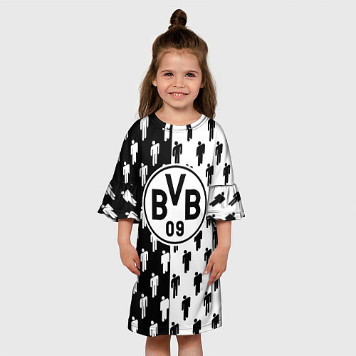 Детское платье Borussia черно белые люди / 3D-принт – фото 3