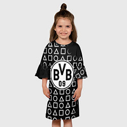 Платье клеш для девочки Borussia геометрия черно белая, цвет: 3D-принт — фото 2