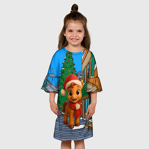 Детское платье Новогодняя лошадка и елка / 3D-принт – фото 3