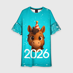 Платье клеш для девочки Голова лошадки, цвет: 3D-принт