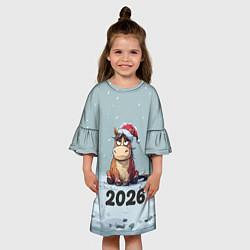 Платье клеш для девочки Уставшая лошадка 2026, цвет: 3D-принт — фото 2