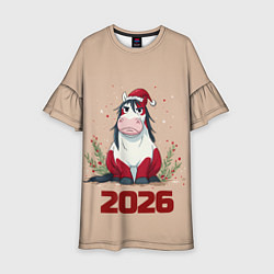 Платье клеш для девочки Карикатурная лошадка 2026, цвет: 3D-принт