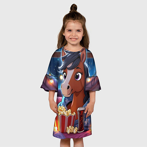 Детское платье Новогодняя лошадка с попкорном / 3D-принт – фото 3