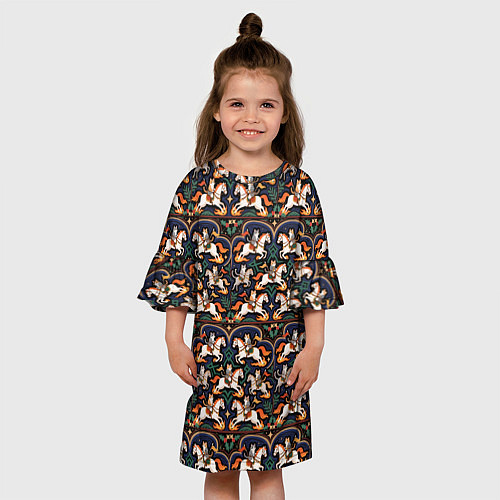 Детское платье Новогодние коты всадники на лошади / 3D-принт – фото 3