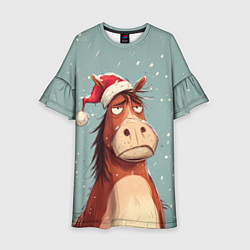 Платье клеш для девочки Недовольная лошадка, цвет: 3D-принт
