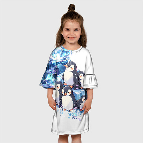 Детское платье Пингвины и лёд / 3D-принт – фото 3