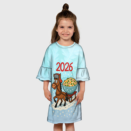 Детское платье Лошадка везет тазик оливье 2026 / 3D-принт – фото 3