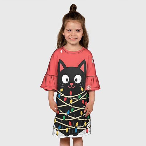 Детское платье Котик в гирлянде / 3D-принт – фото 3