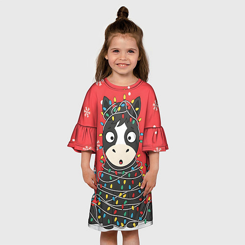 Детское платье Лошадка в новогодних огоньках / 3D-принт – фото 3