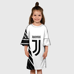 Платье клеш для девочки Ювентус полосы геометрия текстура, цвет: 3D-принт — фото 2