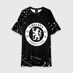 Платье клеш для девочки Челси белые краски всплеск, цвет: 3D-принт