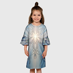 Платье клеш для девочки Ледяной перьевой орнамент со светом, цвет: 3D-принт — фото 2
