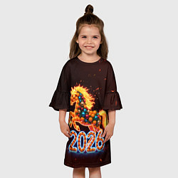 Платье клеш для девочки Праздничная лошадь, цвет: 3D-принт — фото 2