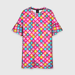 Детское платье Разноцветный цветочный узор ретро