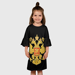 Платье клеш для девочки Герб России: золото, цвет: 3D-принт — фото 2