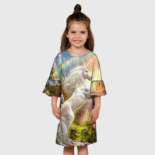 Детское платье Радужный единорог / 3D-принт – фото 3