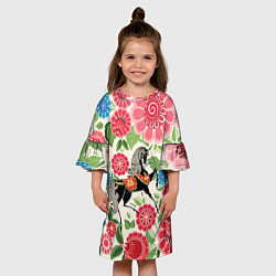 Платье клеш для девочки Роспись с лошадью, цвет: 3D-принт — фото 2