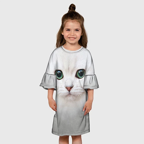 Детское платье Белый котик / 3D-принт – фото 3