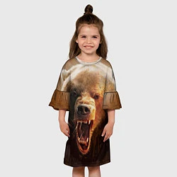 Платье клеш для девочки Рык медведя, цвет: 3D-принт — фото 2