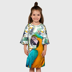 Платье клеш для девочки Летний попугай, цвет: 3D-принт — фото 2