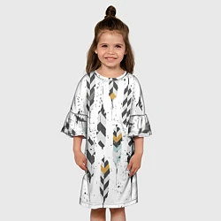 Платье клеш для девочки Перья, цвет: 3D-принт — фото 2