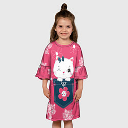 Платье клеш для девочки Милая киска, цвет: 3D-принт — фото 2