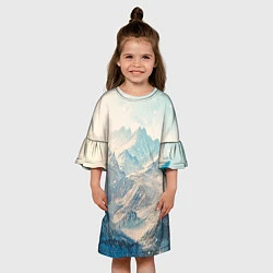 Платье клеш для девочки Горы, цвет: 3D-принт — фото 2