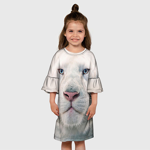 Детское платье Взгляд белого льва / 3D-принт – фото 3