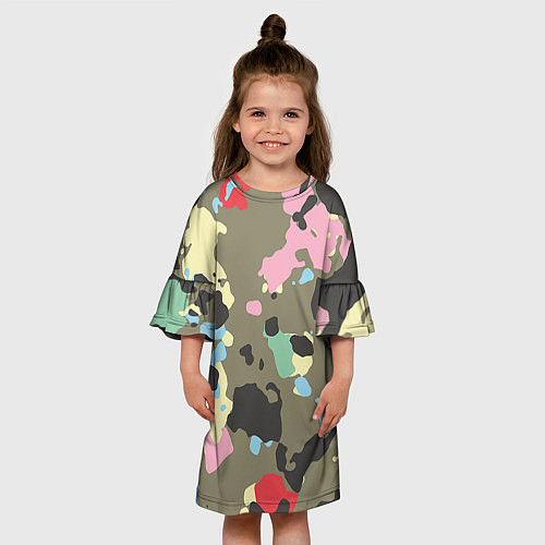 Детское платье Камуфляж: микс цветов / 3D-принт – фото 3