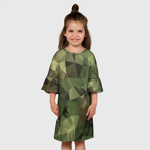 Детское платье Полигональный камуфляж / 3D-принт – фото 3