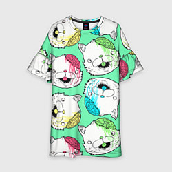 Платье клеш для девочки Drop Dead: Kitty Heads, цвет: 3D-принт