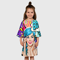 Платье клеш для девочки Pop art, цвет: 3D-принт — фото 2