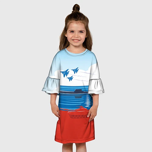 Детское платье Россия: Триколор армии / 3D-принт – фото 3