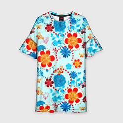 Платье клеш для девочки Цветочная роспись, цвет: 3D-принт