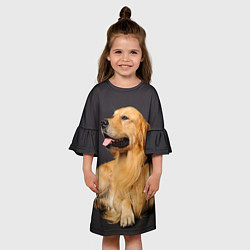 Платье клеш для девочки Золотистый ретривер цвета 3D-принт — фото 2