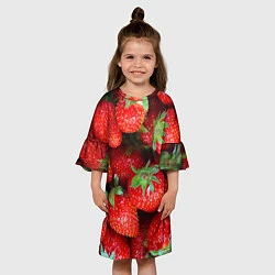 Платье клеш для девочки Клубничная, цвет: 3D-принт — фото 2