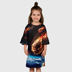Платье клеш для девочки Метеориты, цвет: 3D-принт — фото 2