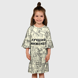Платье клеш для девочки Лучший инженер, цвет: 3D-принт — фото 2