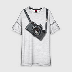 Платье клеш для девочки Фотоаппарат на груди, цвет: 3D-принт
