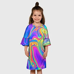Платье клеш для девочки Цветные разводы, цвет: 3D-принт — фото 2