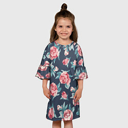 Платье клеш для девочки Розы: паттерн, цвет: 3D-принт — фото 2