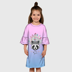 Платье клеш для девочки Raccoon: Free Spirit, цвет: 3D-принт — фото 2