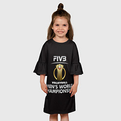 Платье клеш для девочки Волейбол 93, цвет: 3D-принт — фото 2