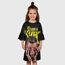Платье клеш для девочки Стивен Кинг думает, цвет: 3D-принт — фото 2