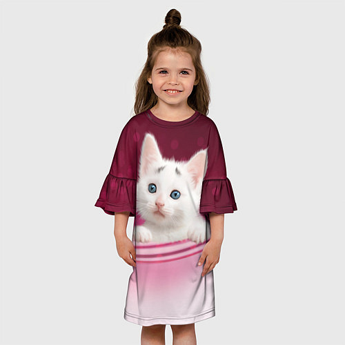 Детское платье Белый котёнок / 3D-принт – фото 3