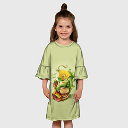 Платье клеш для девочки Правильное питание, цвет: 3D-принт — фото 2