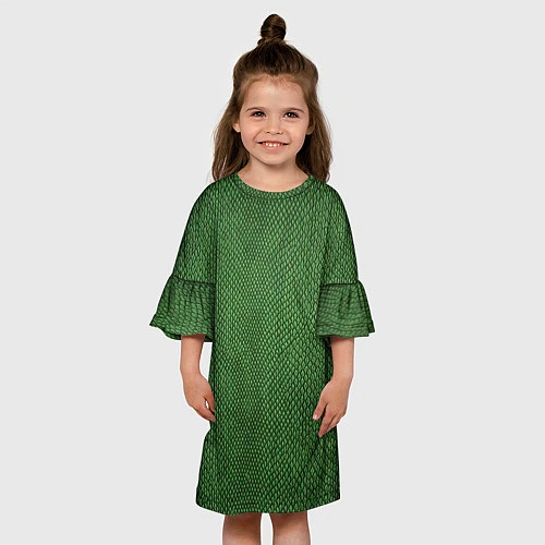 Детское платье Змеиная зеленая кожа / 3D-принт – фото 3