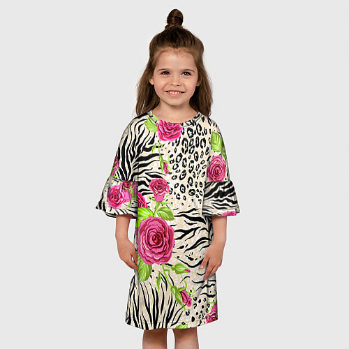 Детское платье Цветочная шкура зебры / 3D-принт – фото 3