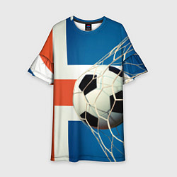 Платье клеш для девочки Исландский футбол, цвет: 3D-принт